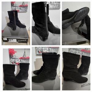Aquatalia Jade Dry  Women's Black Suede Boots Size 6.5"